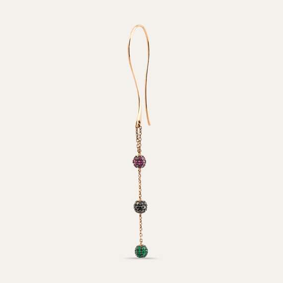 0.82 CT Black Diamond, Ruby and Emerald Long Single Earring - 3