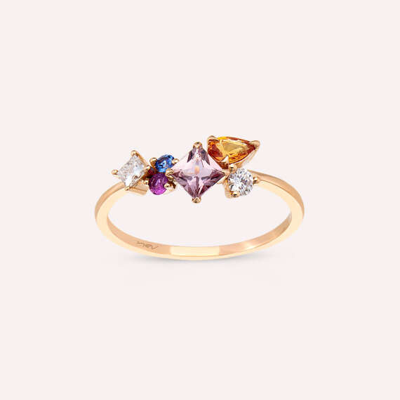 Lily 0.92 CT Multicolor Sapphire and Diamond Rose Gold Ring - 3