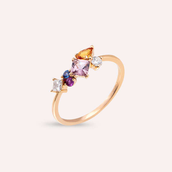 Lily 0.92 CT Multicolor Sapphire and Diamond Rose Gold Ring - 1