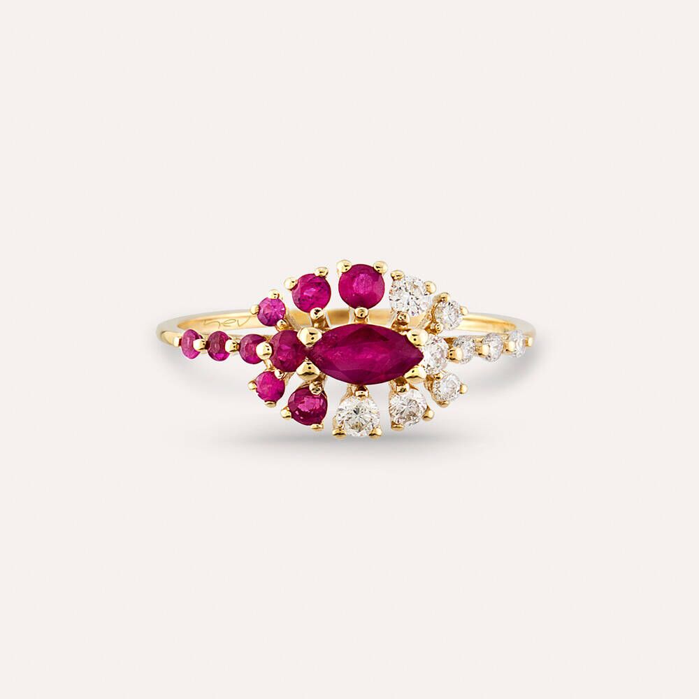 0.84 CT Diamond and Ruby Ring
