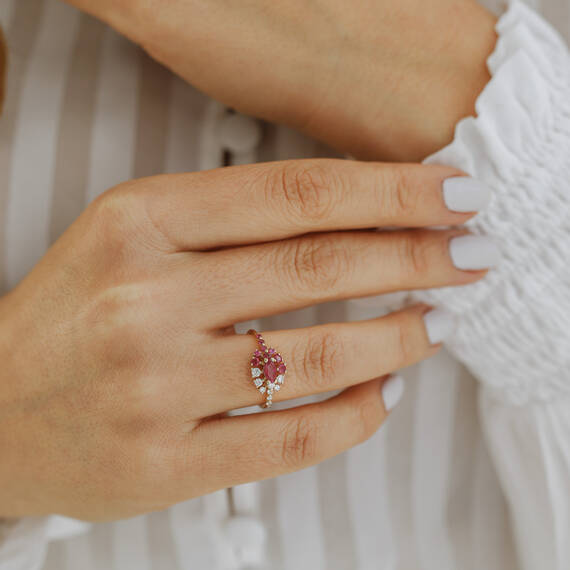 0.95 CT Diamond and Ruby Ring - 2