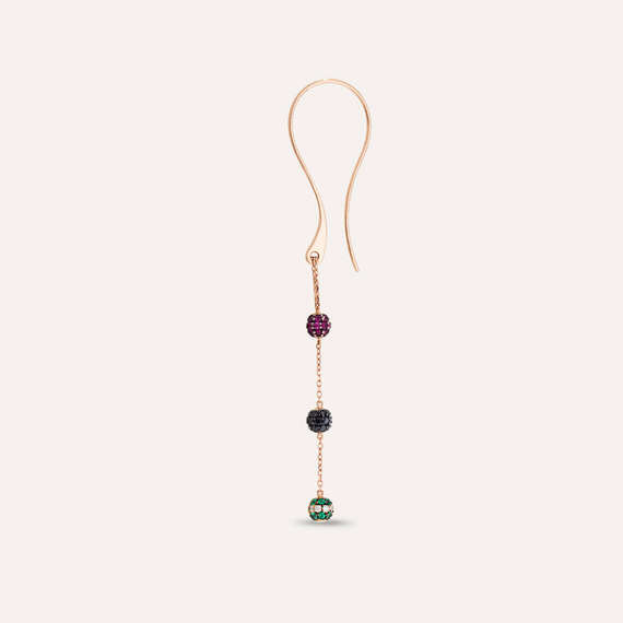 0.84 CT Diamond, Ruby and Emerald Long Earring - 3