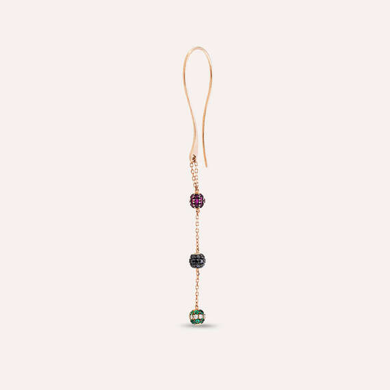 0.84 CT Diamond, Ruby and Emerald Long Earring - 4