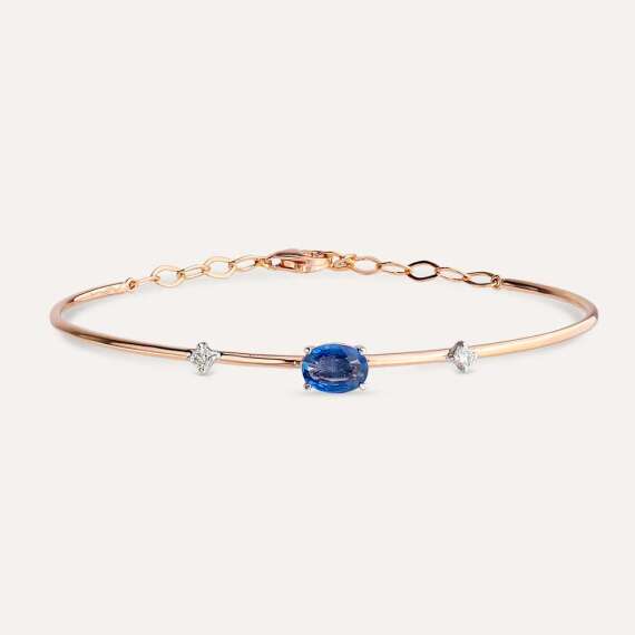 0.85 CT Blue Sapphire and Diamond Rose Gold Bracelet - 1