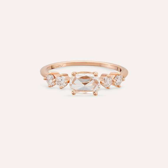 0.85 CT Diamond and Rose Cut Diamond Rose Gold Ring - 5