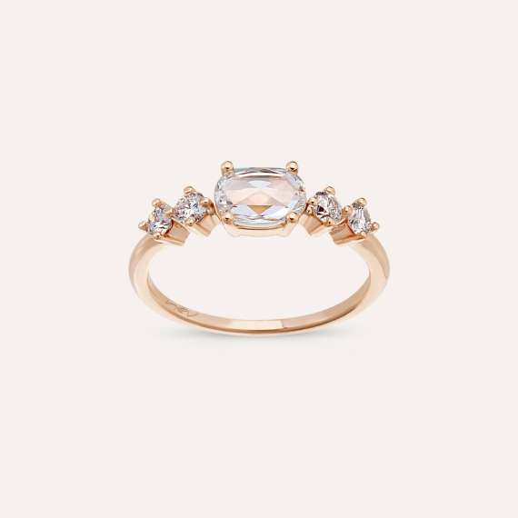 0.85 CT Diamond and Rose Cut Diamond Rose Gold Ring - 2