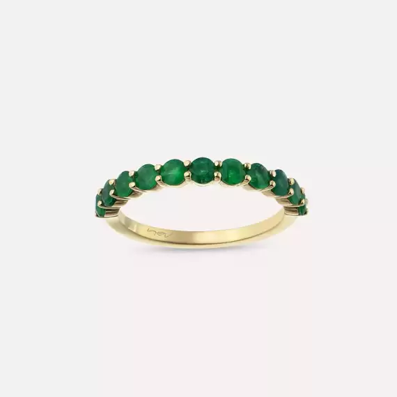 0.85 CT Emerald Yellow Gold Half Eternity Ring - 1