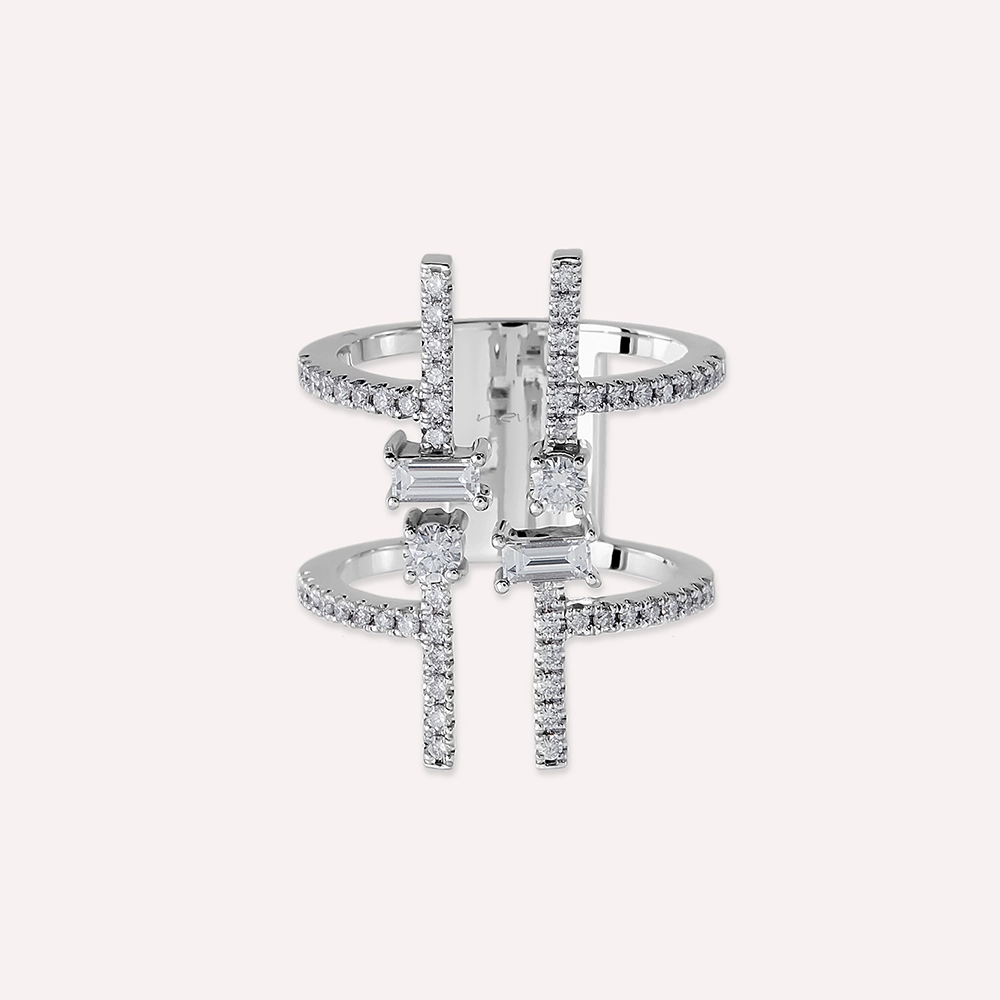 0.87 CT Baguette Cut Diamond White Gold Ring - 3