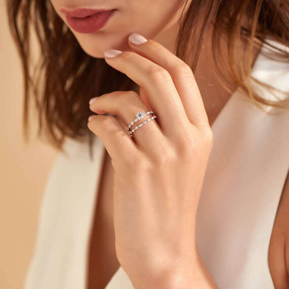 0.87 CT Markiz Pırlanta Taşlı Beyaz Altın Yüzük - 4
