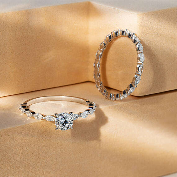 0.87 CT Markiz Pırlanta Taşlı Beyaz Altın Yüzük - 3