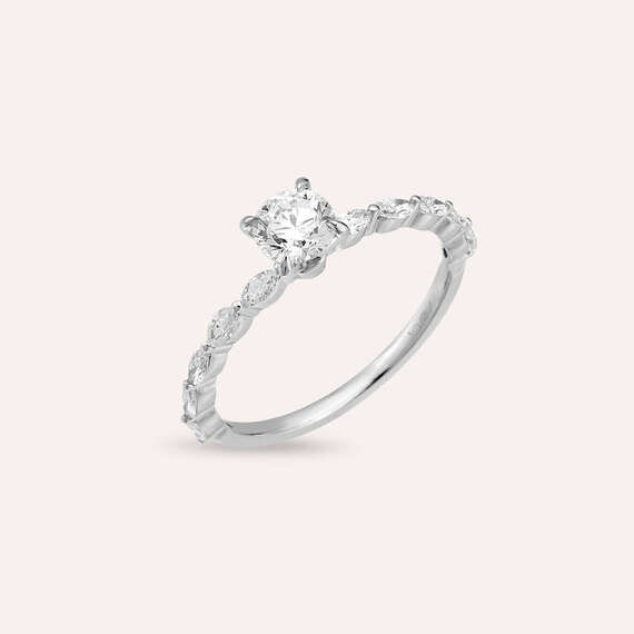 0.87 CT Marquise Cut Diamond White Gold Ring - 5