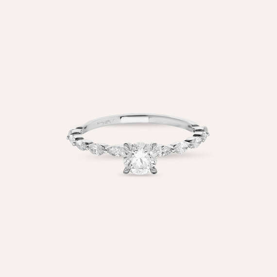 0.87 CT Marquise Cut Diamond White Gold Ring - 6