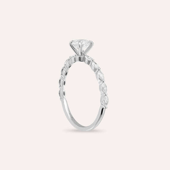 0.87 CT Marquise Cut Diamond White Gold Ring - 7