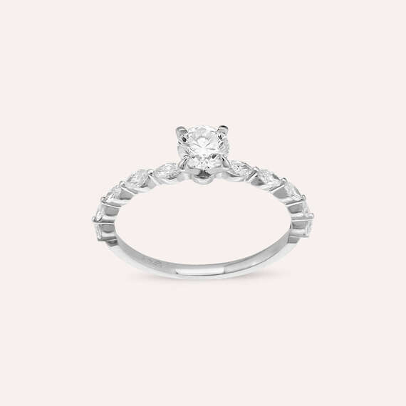 0.87 CT Marquise Cut Diamond White Gold Ring - 1