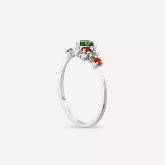 Zoya 0.87 CT Multicolor Sapphire and Diamond White Gold Ring - 4