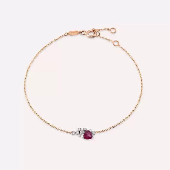 0.87 CT Red Sapphire and Diamond Rose Gold Bracelet - 1