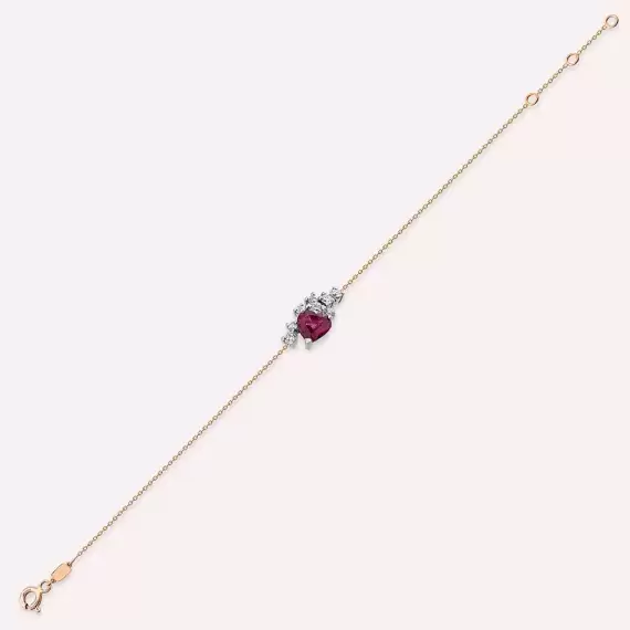 0.87 CT Red Sapphire and Diamond Rose Gold Bracelet - 8