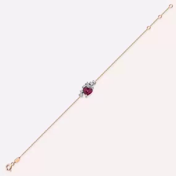 Zoya 0.87 CT Red Sapphire and Diamond Rose Gold Bracelet - 8