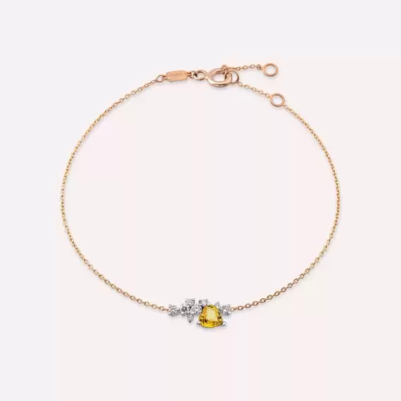 Zoya 0.87 CT Yellow Safir ve Pırlanta Taşlı Rose Altın Bileklik - 1