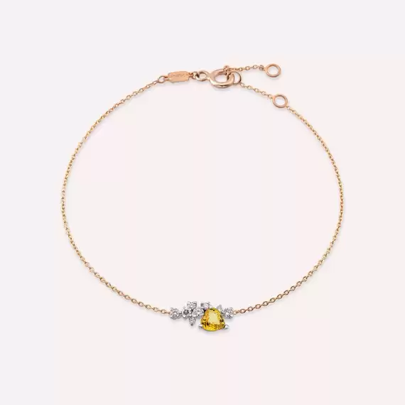 0.87 CT Yellow Sapphire and Diamond Rose Gold Bracelet - 1