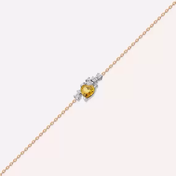 0.87 CT Yellow Sapphire and Diamond Rose Gold Bracelet - 4
