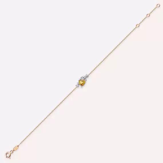 0.87 CT Yellow Sapphire and Diamond Rose Gold Bracelet - 5