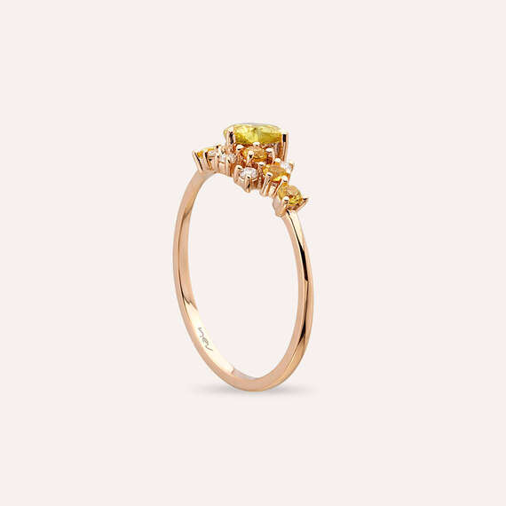 0.63 CT Yellow Sapphire and Diamond Rose Gold Ring - 5