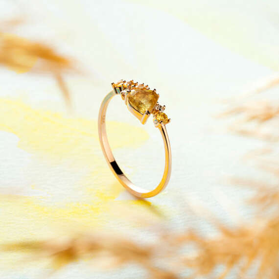 0.63 CT Yellow Sapphire and Diamond Rose Gold Ring - 2