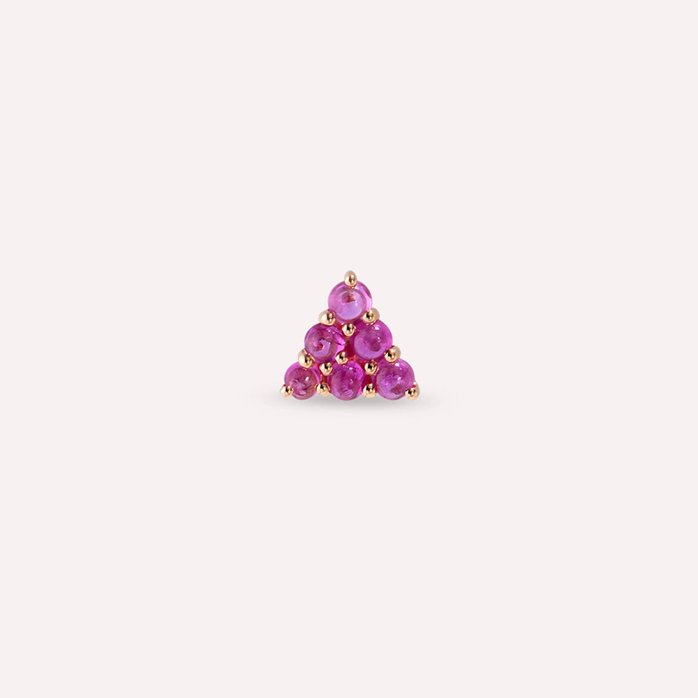 0.88 CT Ruby Rose Gold Single Earring - 4