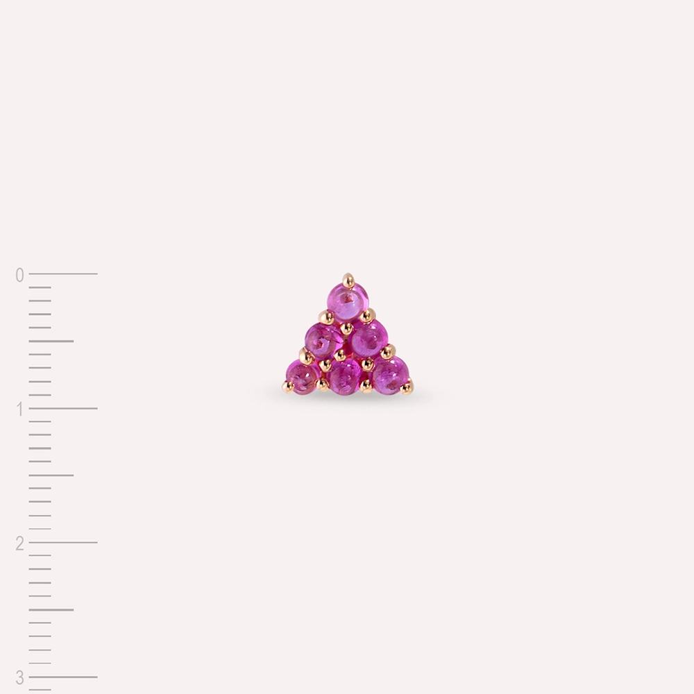 0.88 CT Ruby Rose Gold Single Earring - 5