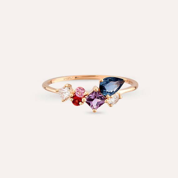 Lily 0.89 CT Multicolor Sapphire and Diamond Rose Gold Ring - 3