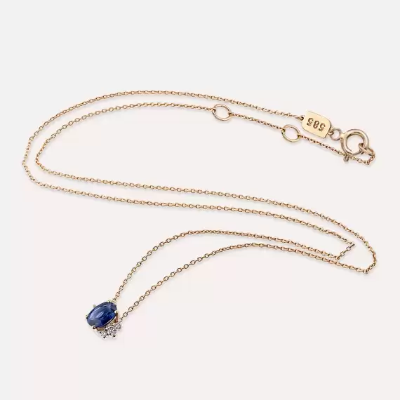 0.90 CT Sapphire and Diamond Rose Gold Necklace - 3