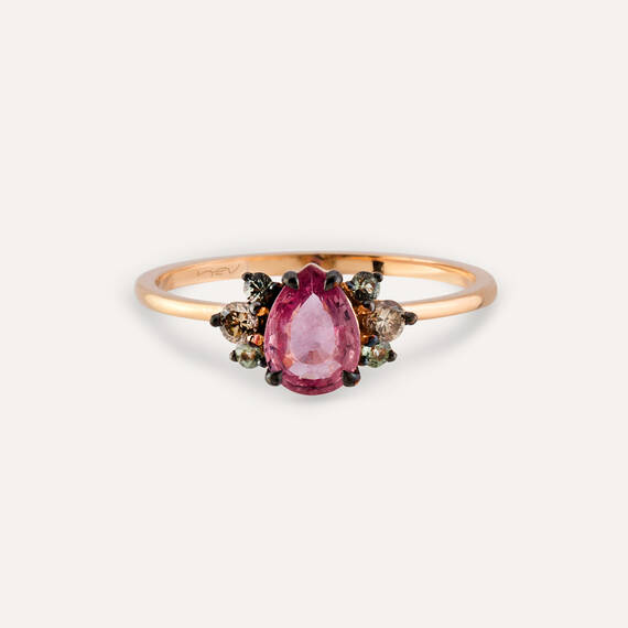 0.84 CT Multicolor Sapphire and Brown Diamond Rose Gold Ring - 3
