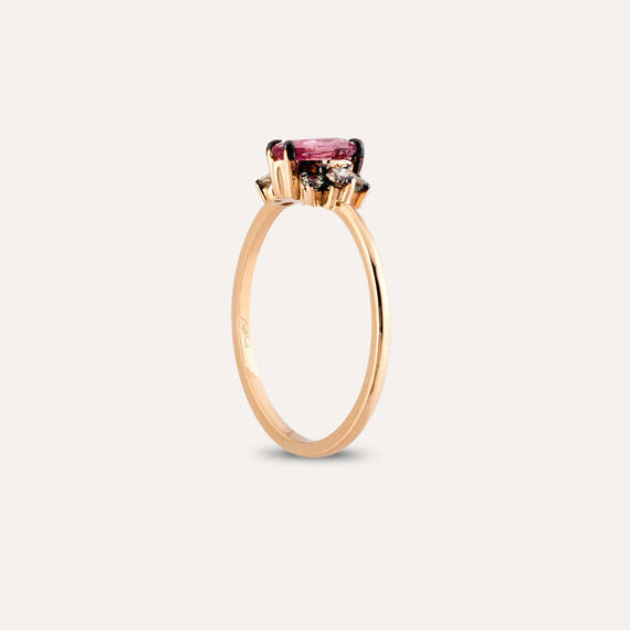0.84 CT Multicolor Sapphire and Brown Diamond Rose Gold Ring - 4