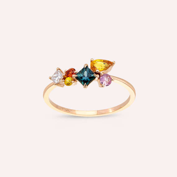 Lily 0.91 CT Multicolor Sapphire and Diamond Rose Gold Ring - 1