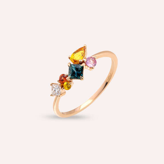 Lily 0.91 CT Multicolor Sapphire and Diamond Rose Gold Ring - 3