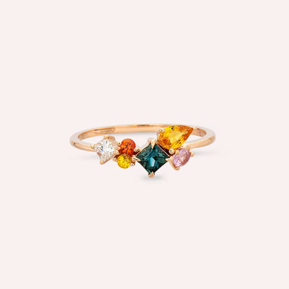 Lily 0.91 CT Multicolor Sapphire and Diamond Rose Gold Ring - 4