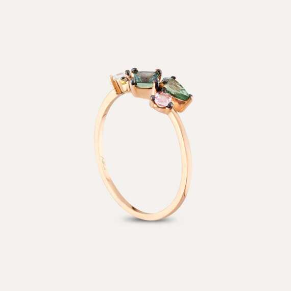 0.91 CT Multicolor Sapphire and Diamond Rose Gold Ring - 5