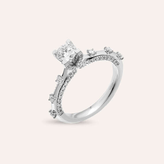 0.92 CT Diamond White Gold Ring - 4