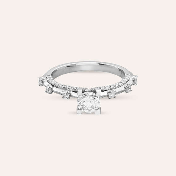 0.92 CT Diamond White Gold Ring - 5