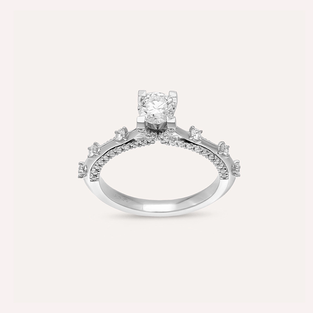 0.92 CT Diamond White Gold Ring - 1