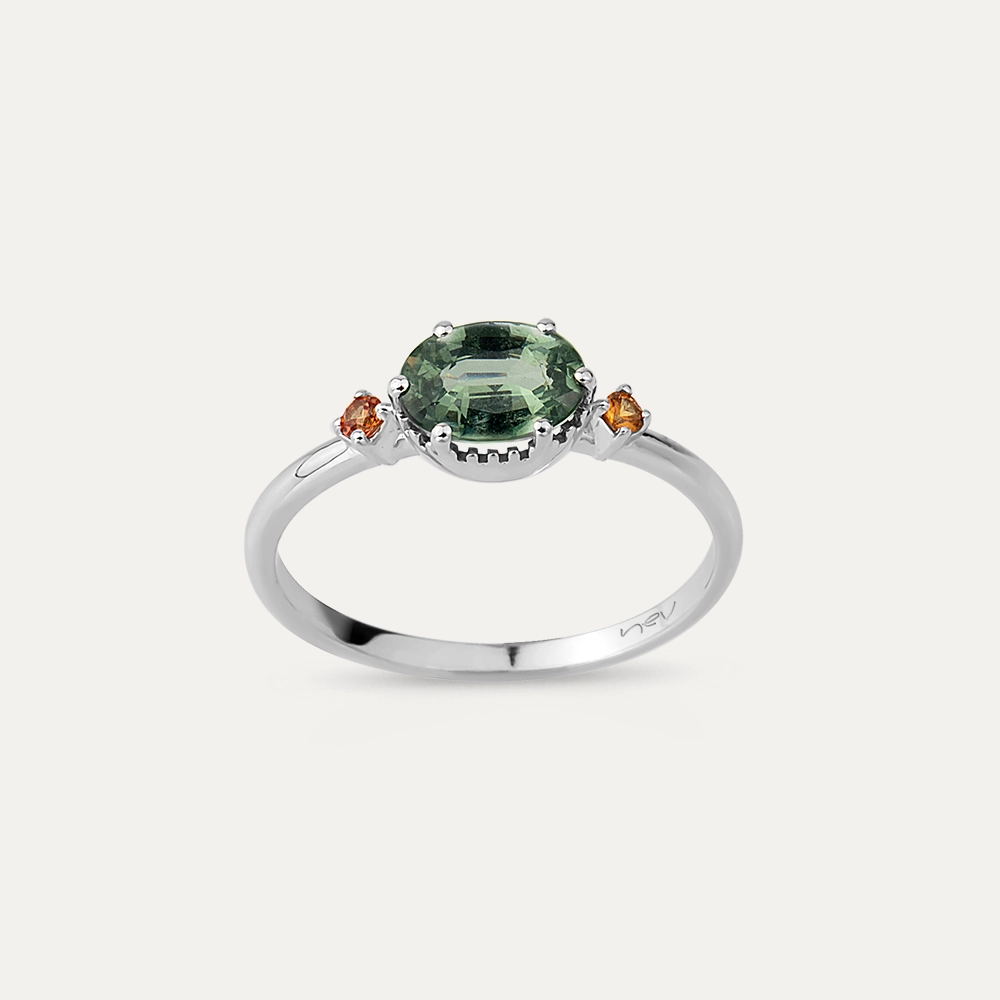 0.94 CT Green Safir ve Orange Safir Taşlı Yüzük - 1