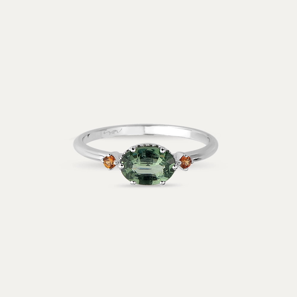 0.94 CT Green Safir ve Orange Safir Taşlı Yüzük - 5