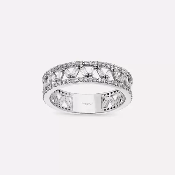 0.95 CT Baguette Cut Diamond White Gold Eternity Ring - 1