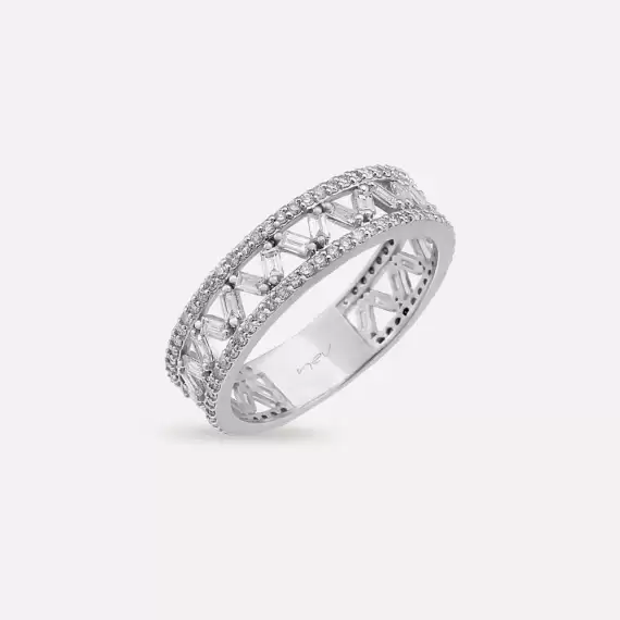 0.95 CT Baguette Cut Diamond White Gold Eternity Ring - 2