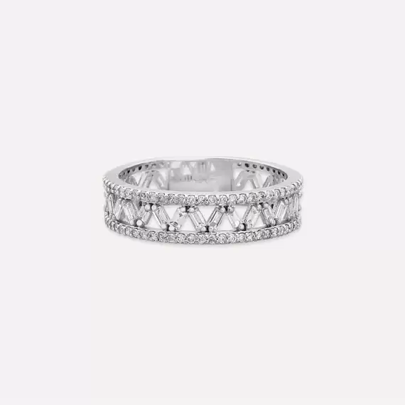 0.95 CT Baguette Cut Diamond White Gold Eternity Ring - 3