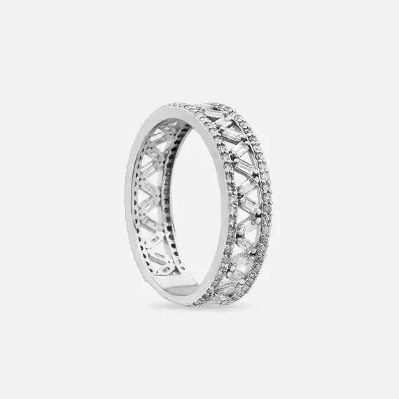 0.95 CT Baguette Cut Diamond White Gold Eternity Ring - 4