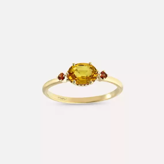 0.95 CT Yellow and Orange Sapphire Yellow Gold Ring - 1