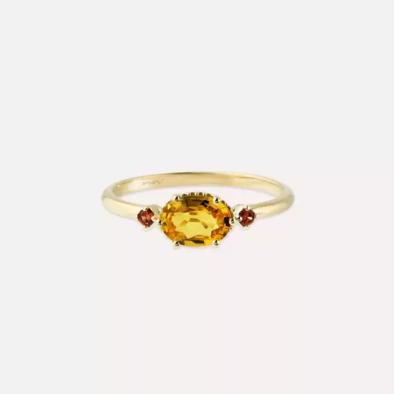 0.95 CT Yellow and Orange Sapphire Yellow Gold Ring - 3