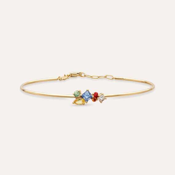 0.96 CT Multicolor Sapphire and Diamond Rose Gold Bracelet - 2